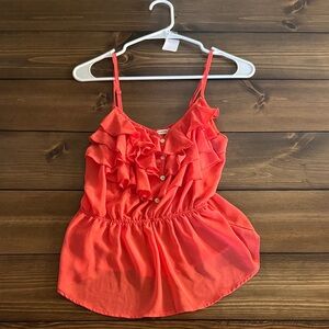 Poetry Coral Ruffle Blouse